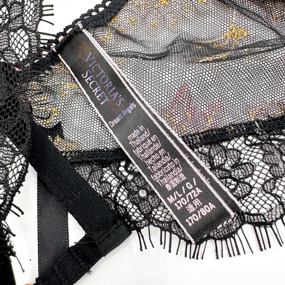 Victoria's Secret Black Lace Embroidered Floral Garter Belt - Picture 4 of 5